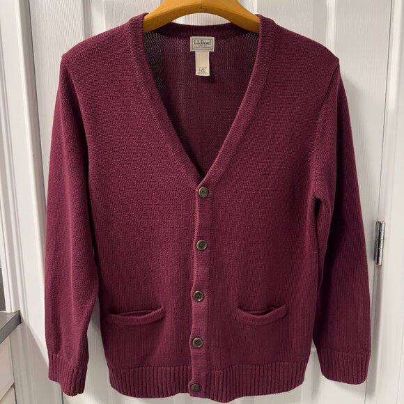 L.L. Bean Burgundy Cardigan Sweater Size Large - Picture 1 of 7
